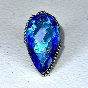 Vtg Tear Drop Ring with Faux Topaz